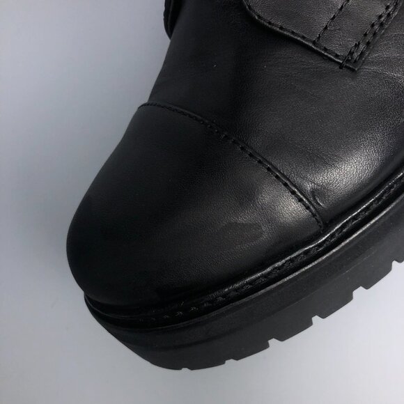 Michael Kors Anaka Black Leather Combat Platform Boots with Chrome MK - Picture 12 of 12